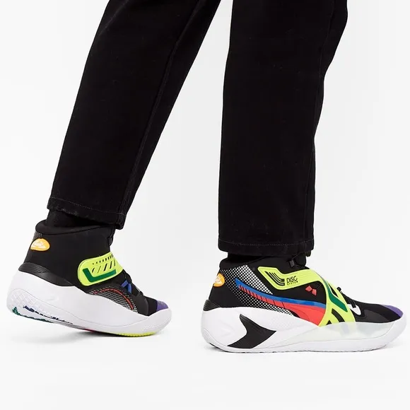 Puma Disc Rebirth Mens sz 9 Black Yellow Synthetic Athletic Basketball …