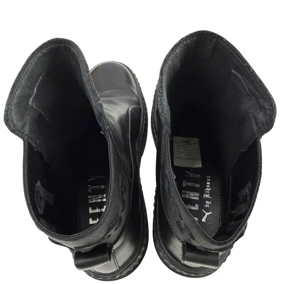 Puma x Fenty Black Leather Platform Chelsea Sneaker Boots Size 6