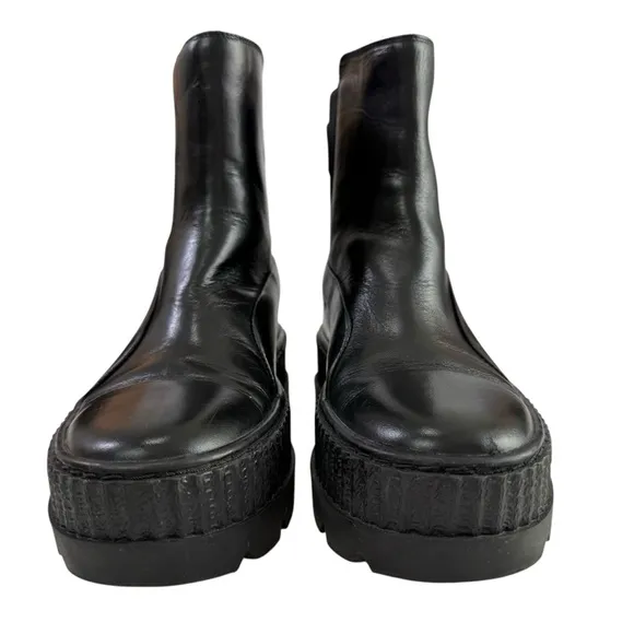 Puma x Fenty Black Leather Platform Chelsea Sneaker Boots Size 6