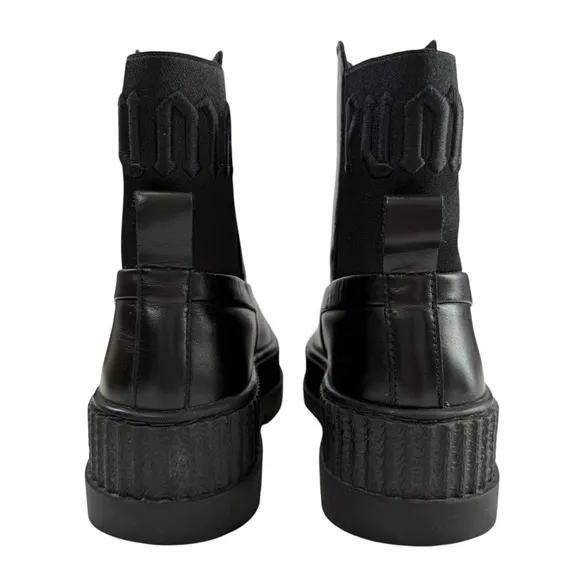 Puma x Fenty Black Leather Platform Chelsea Sneaker Boots Size 6