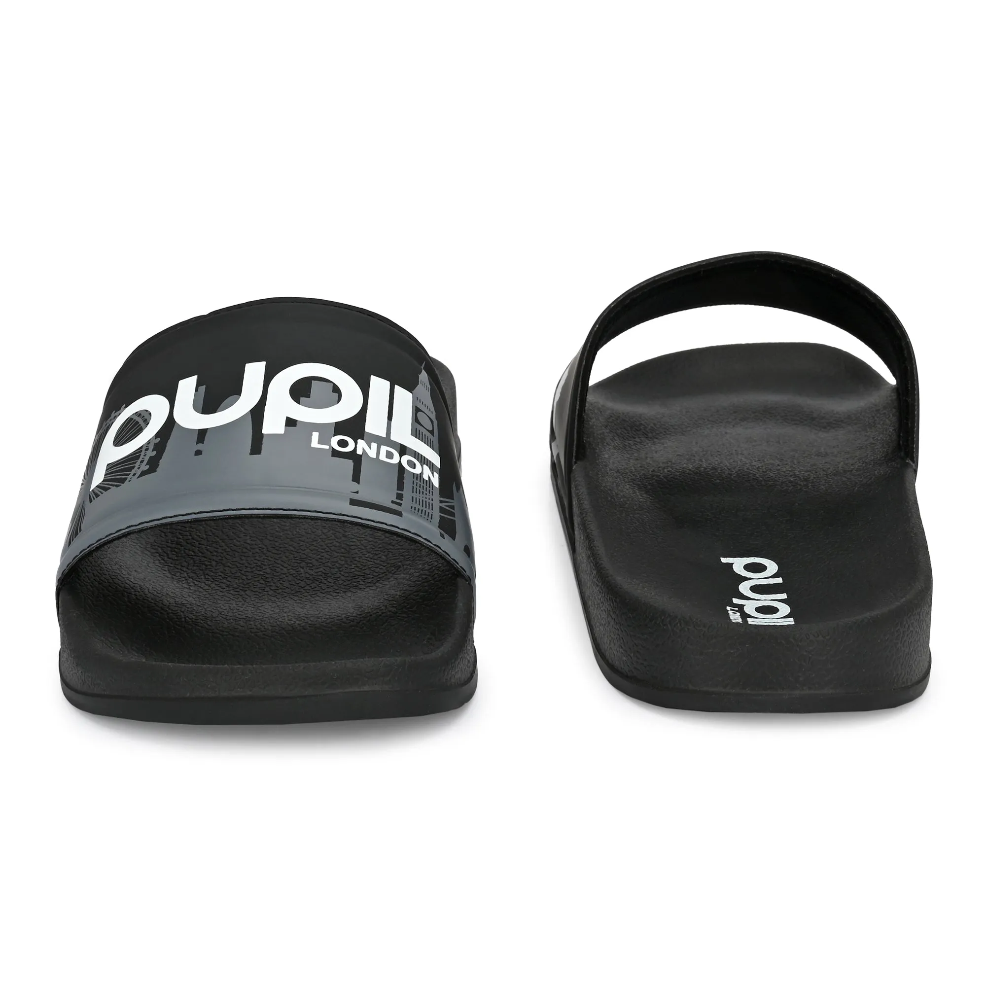 Pupil Men's BEN-1 Pool Slider, Black and White