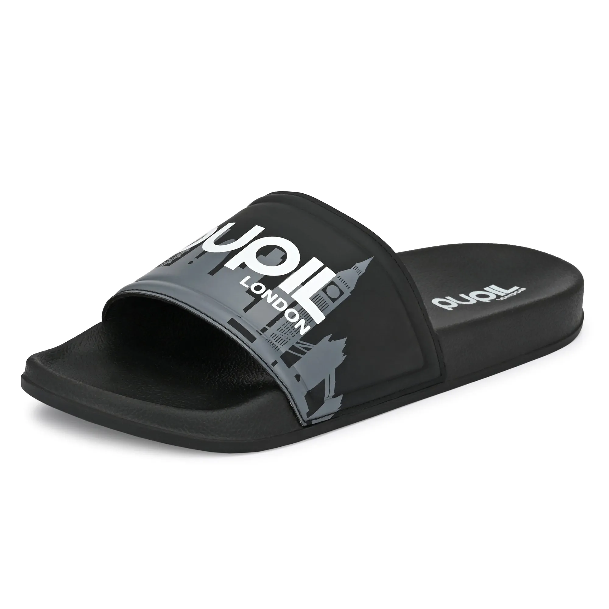 Pupil Men's BEN-1 Pool Slider, Black and White