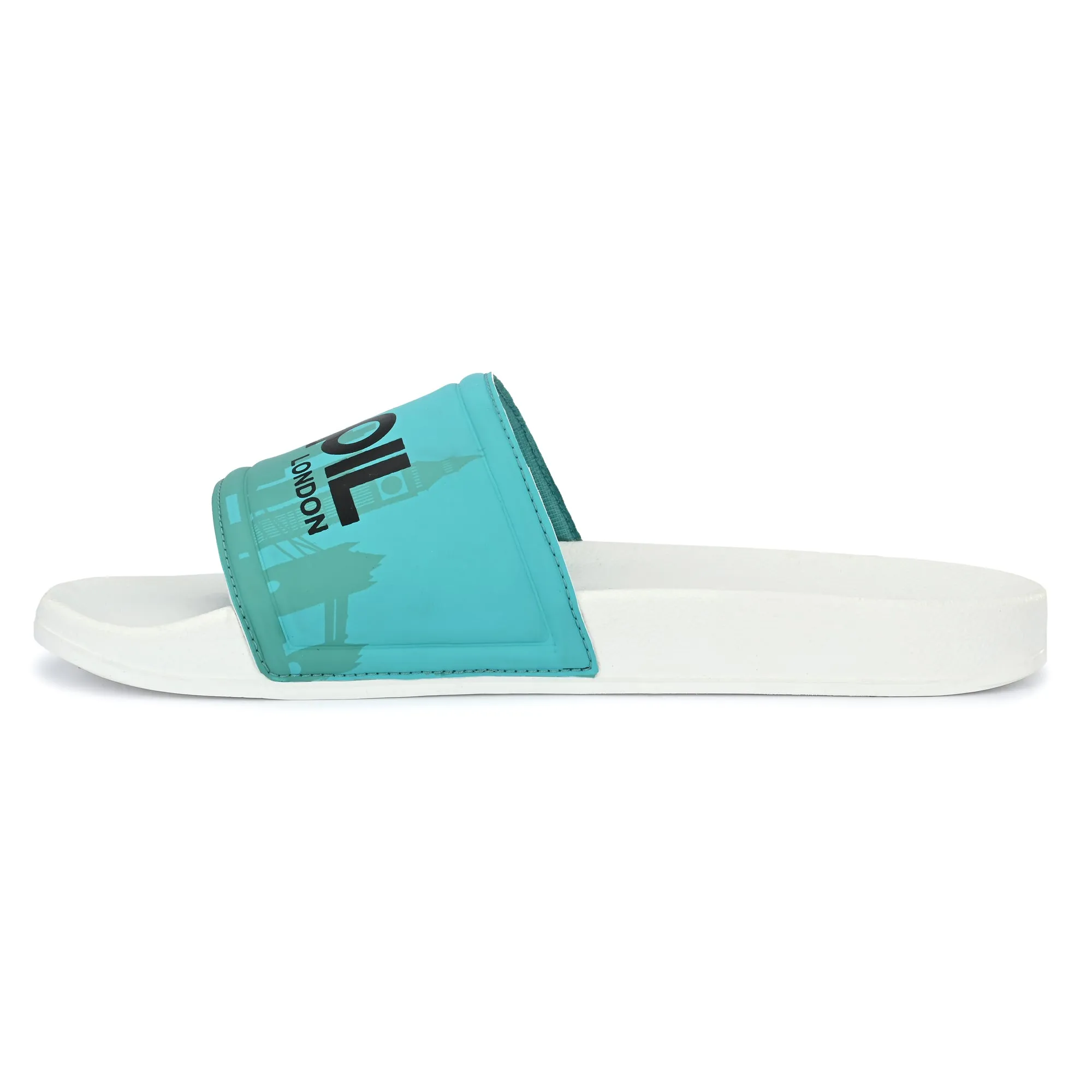 Pupil Men's BEN-1 Pool Slider, Electric Cyan and White
