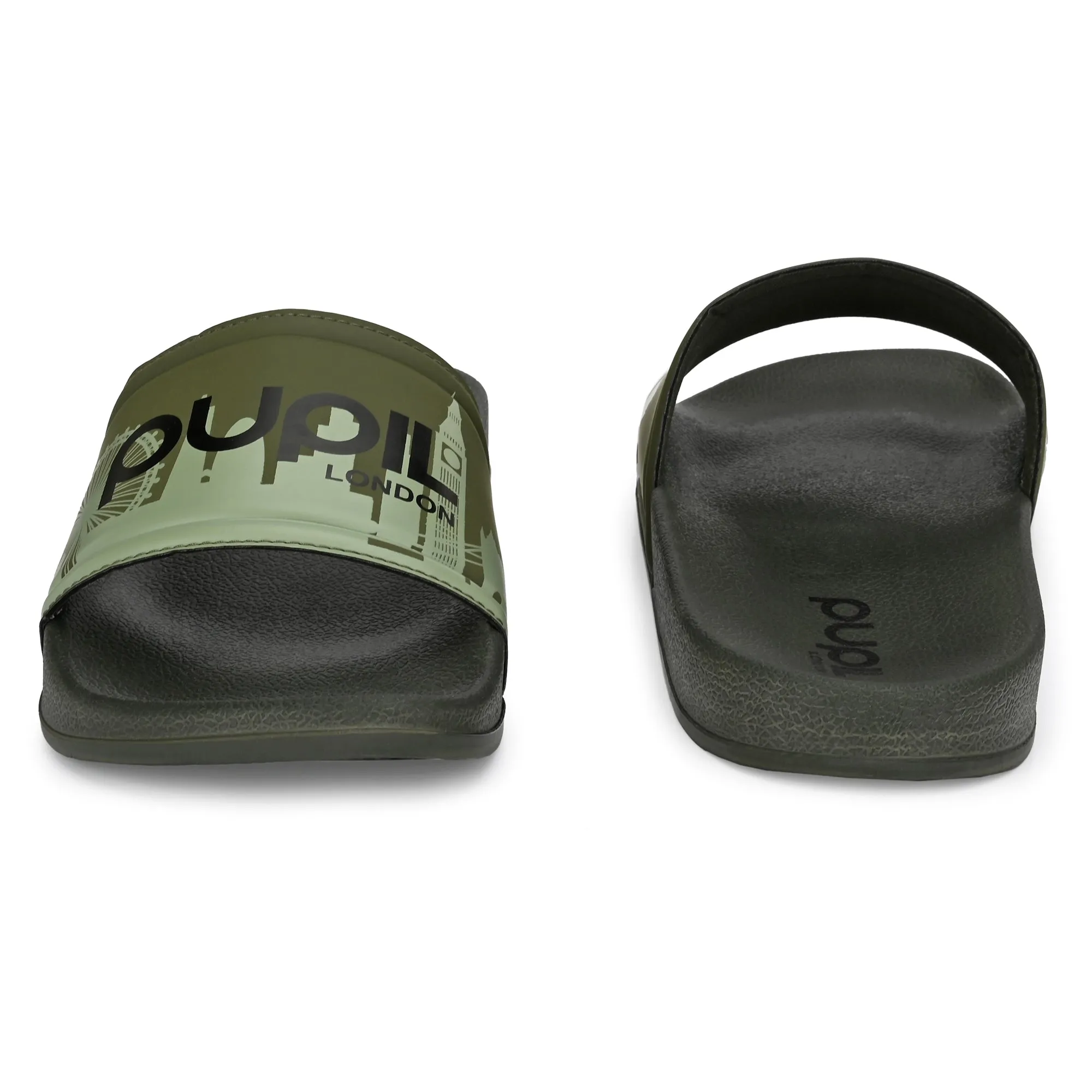 Pupil Men's BEN-1 Pool Slider, Olive and Black