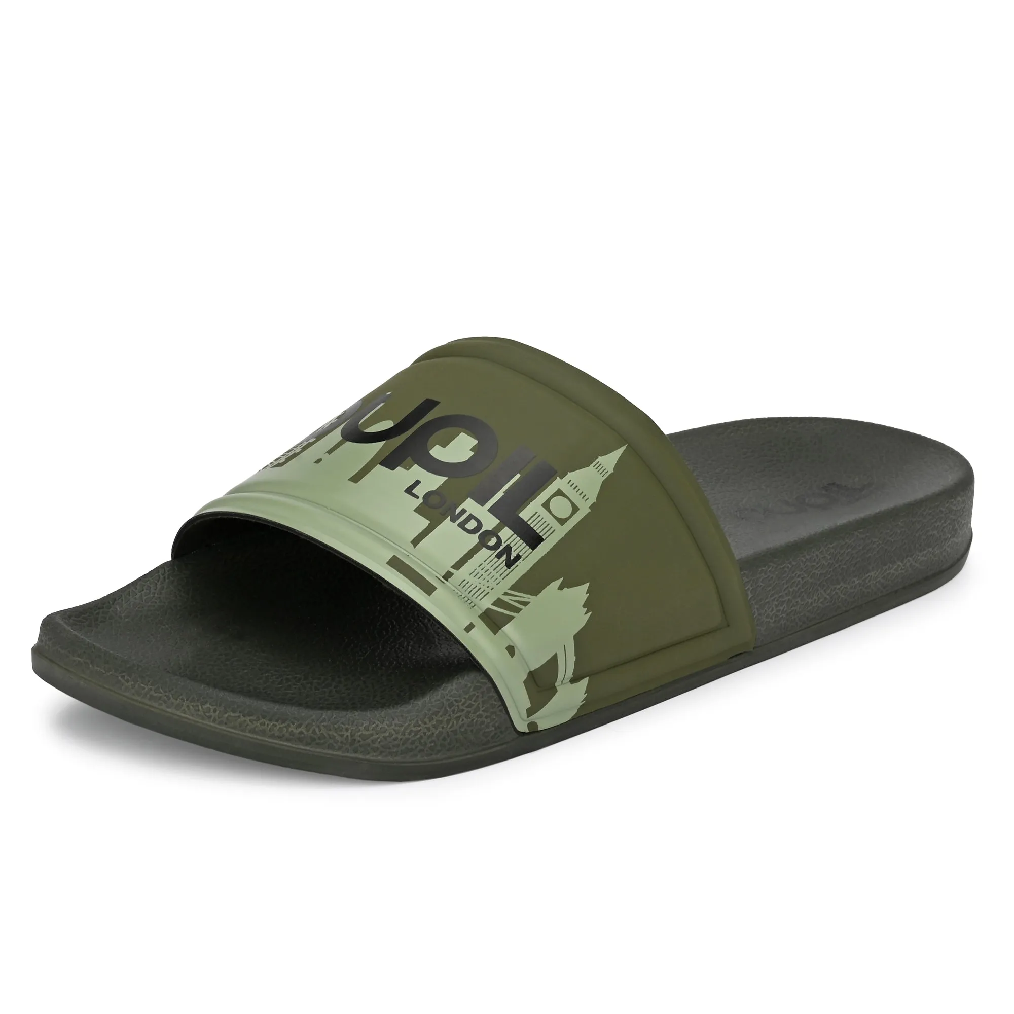 Pupil Men's BEN-1 Pool Slider, Olive and Black