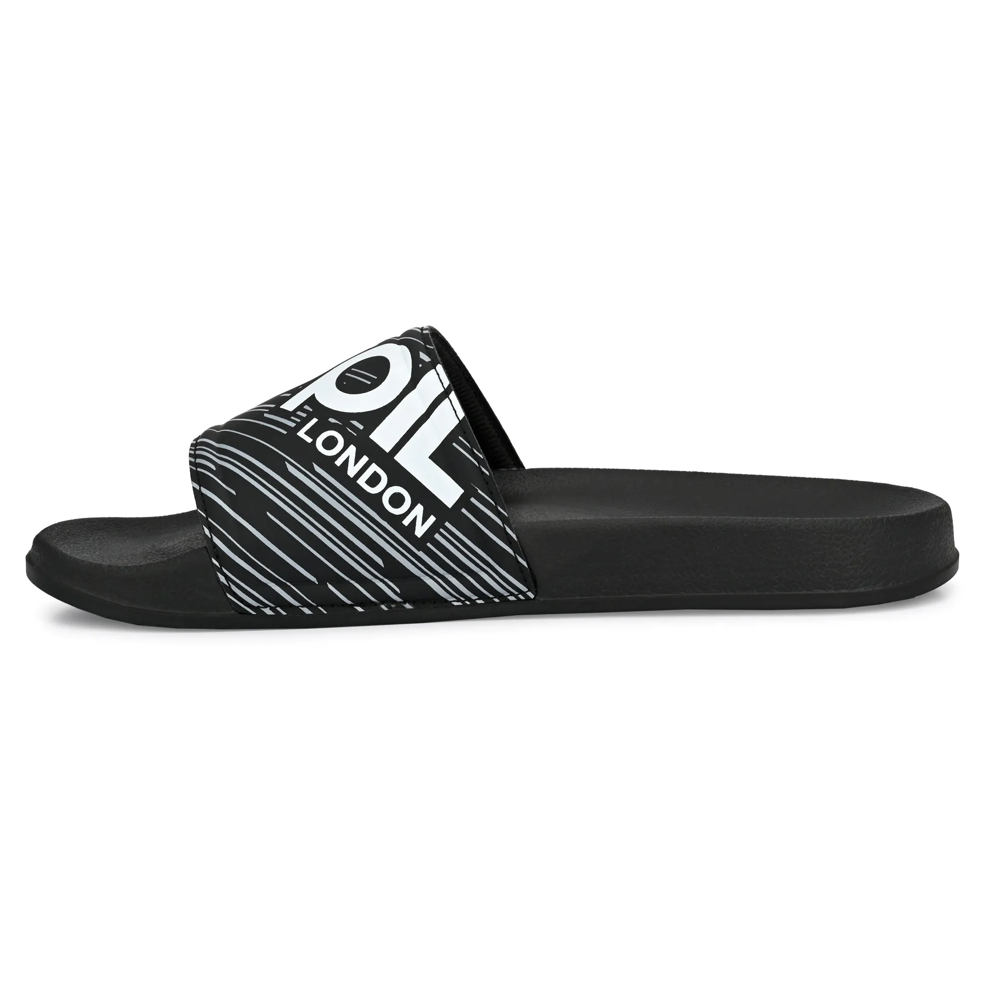 Pupil Men's BEN-3 Pool Slider, Black and White