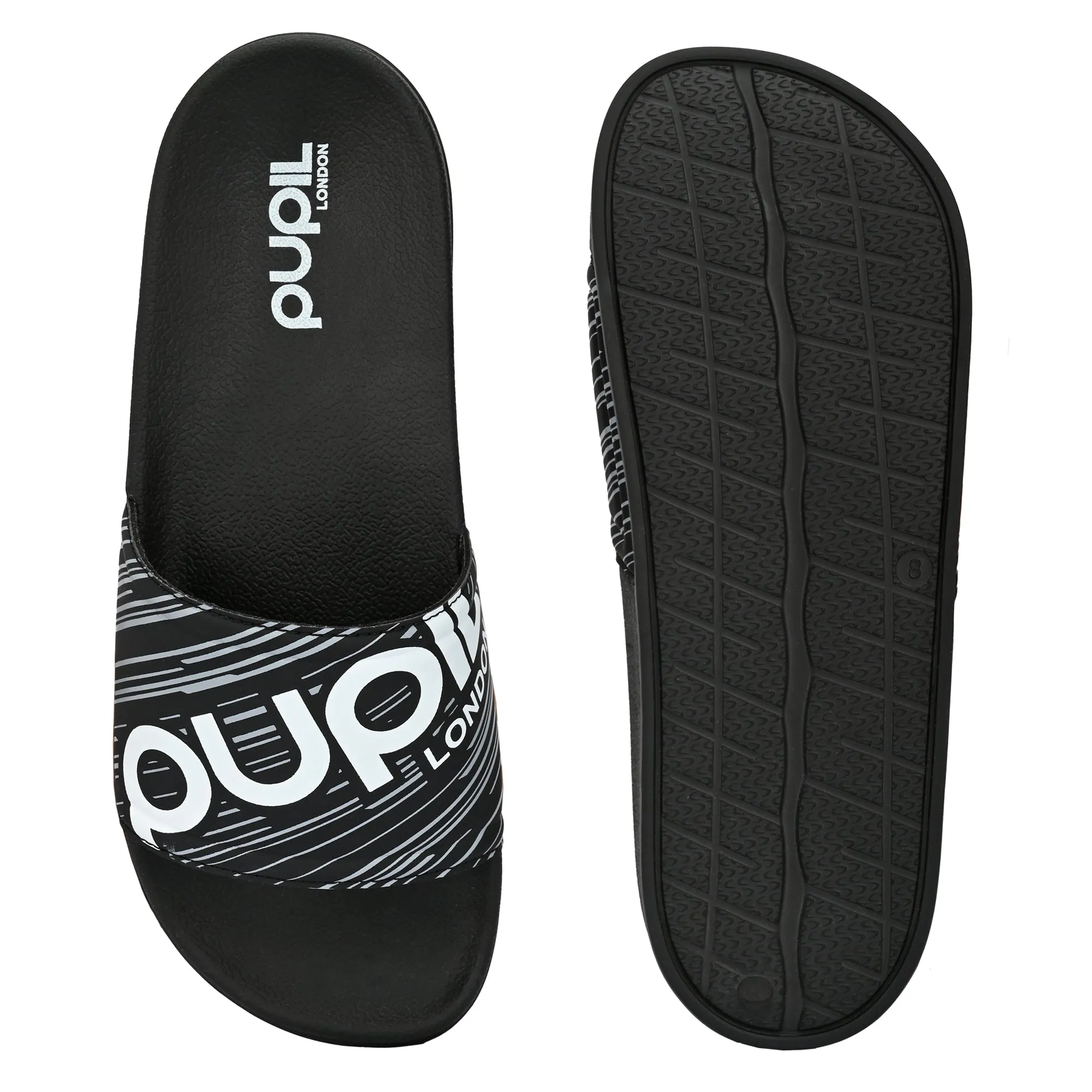 Pupil Men's BEN-3 Pool Slider, Black and White