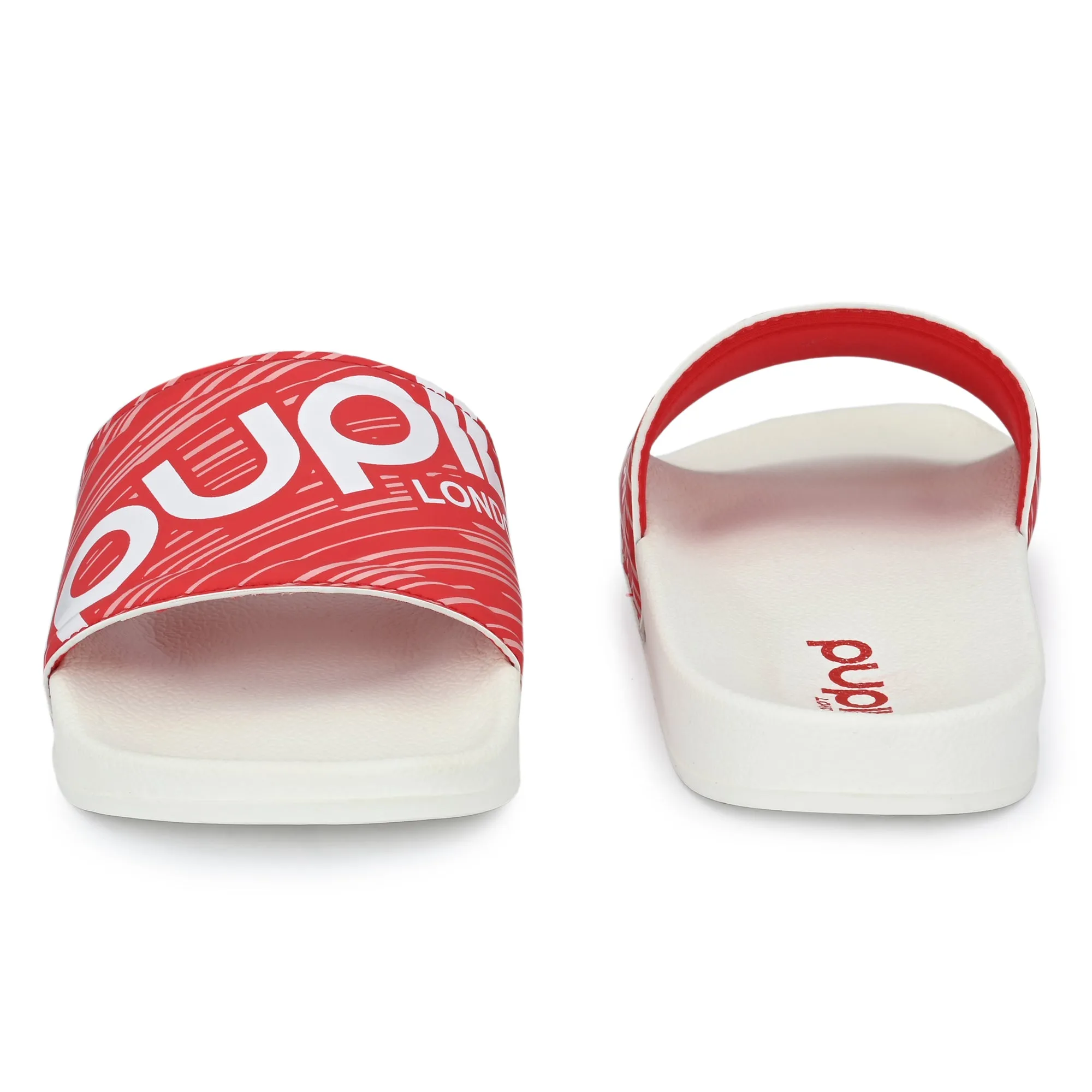 Pupil Men's BEN-3 Pool Slider, White and Red