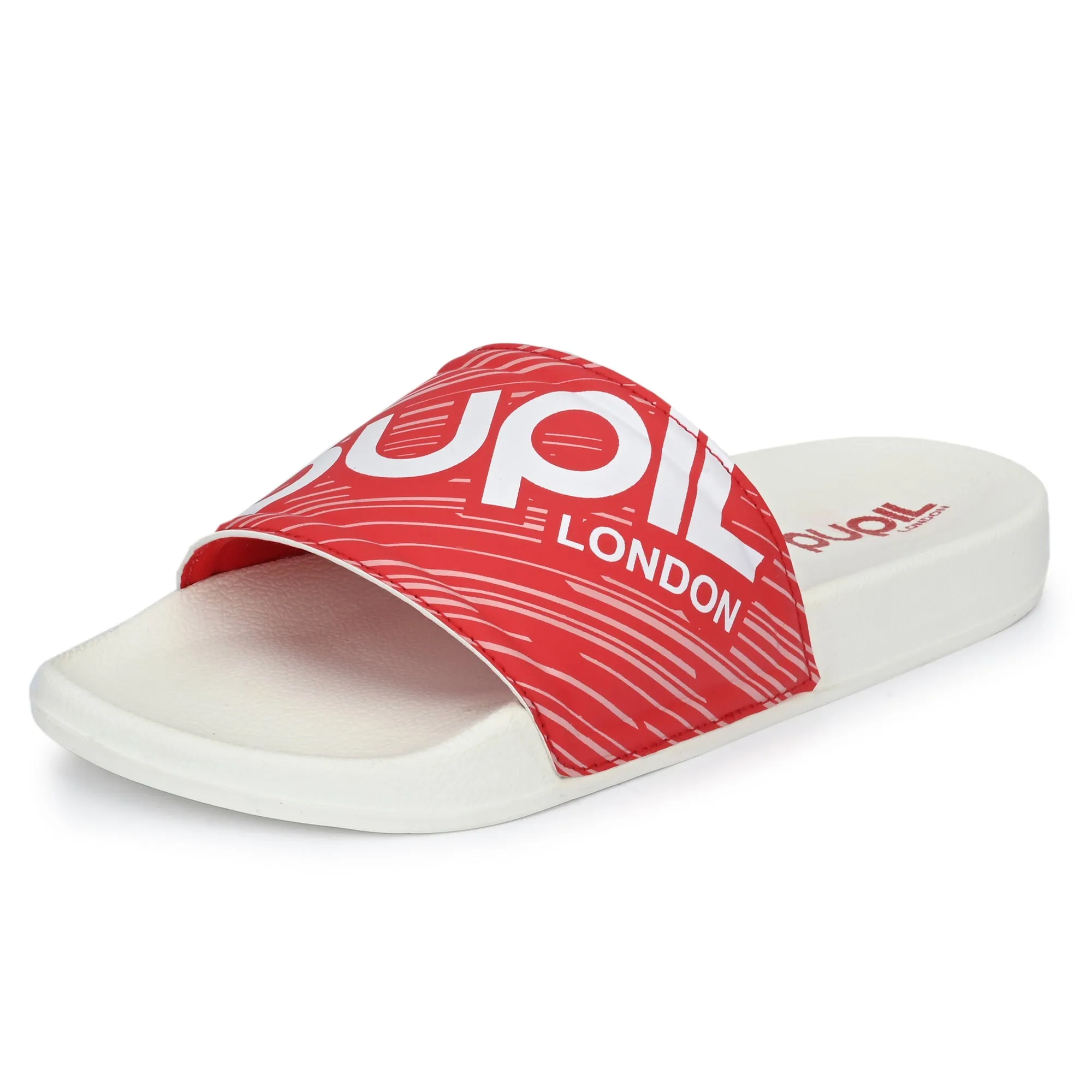 Pupil Men's BEN-3 Pool Slider, White and Red
