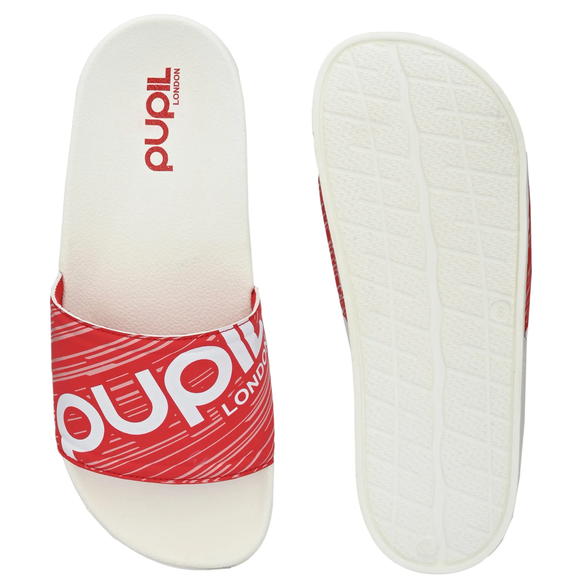 Pupil Men's BEN-3 Pool Slider, White and Red