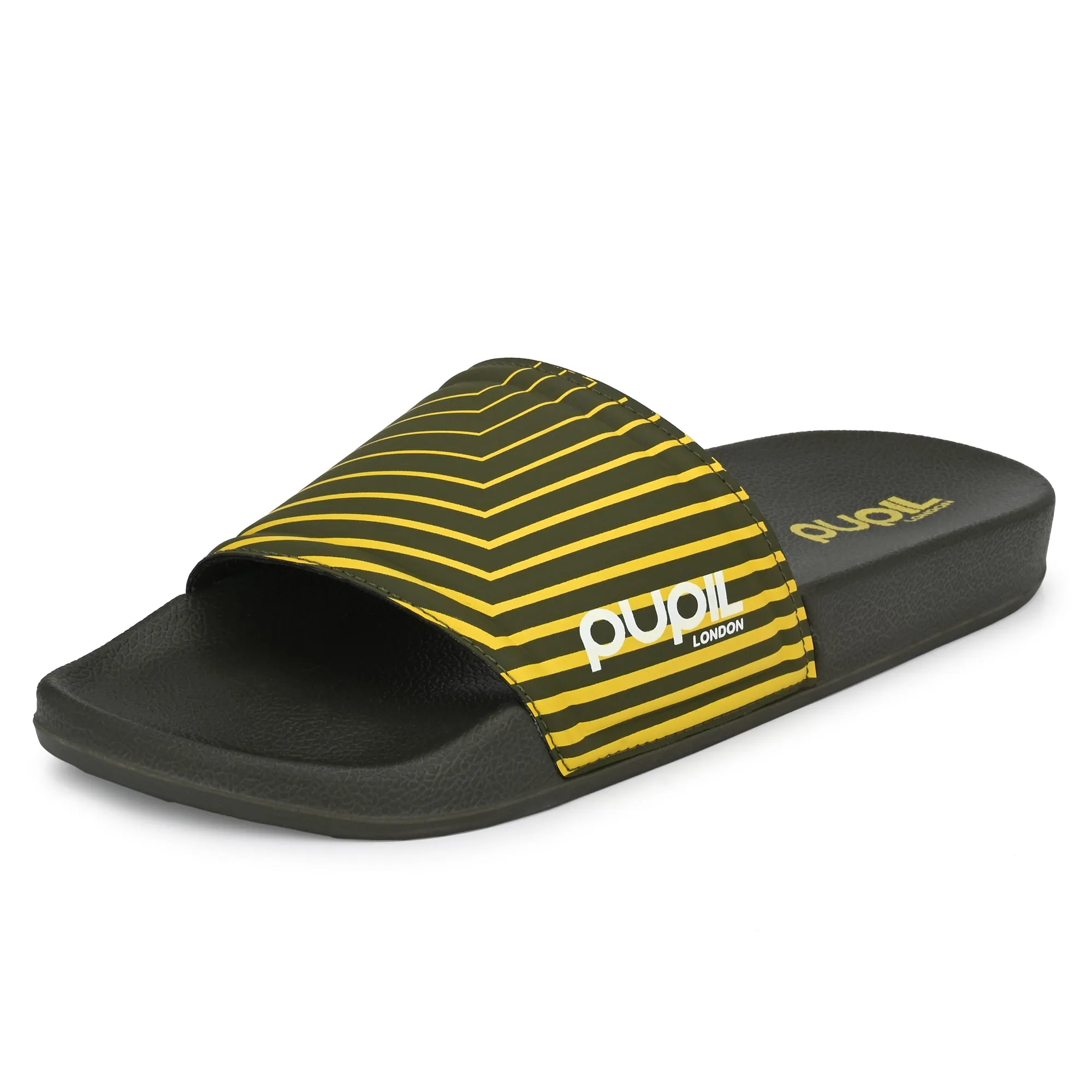 Pupil Men's BEN-4 Pool Slider, Olive and Yellow
