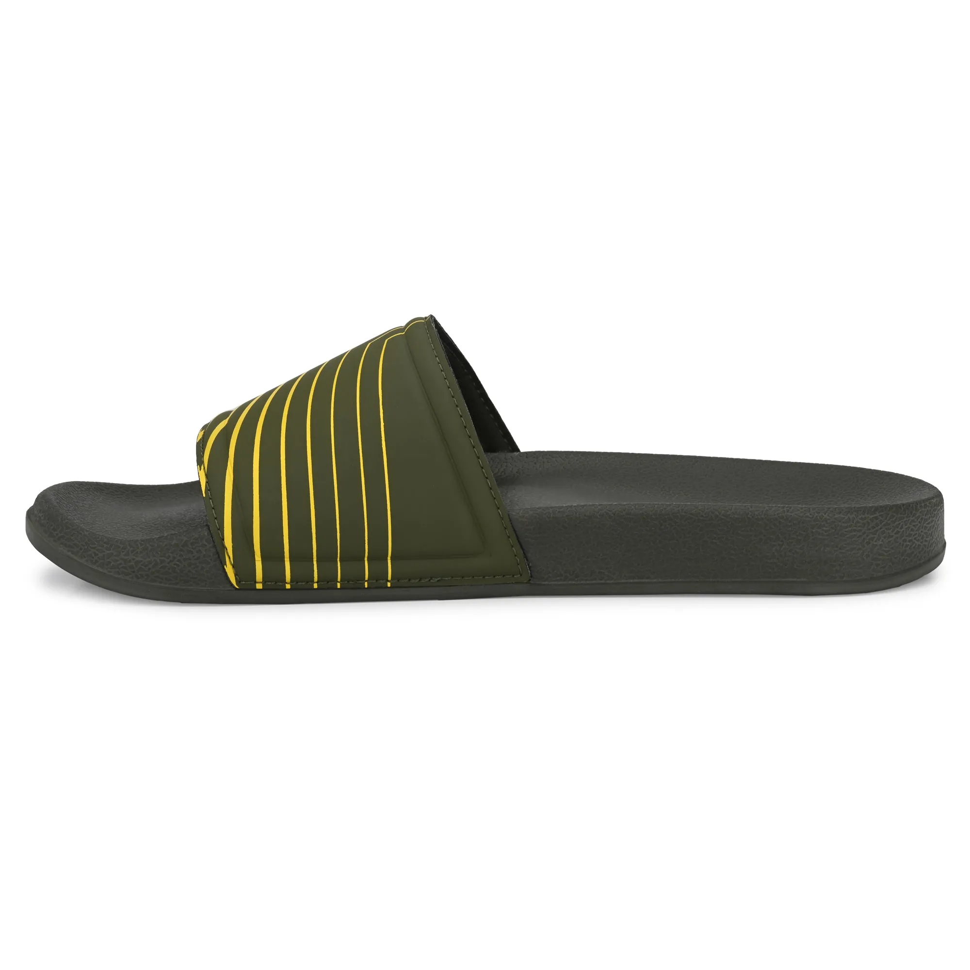 Pupil Men's BEN-4 Pool Slider, Olive and Yellow