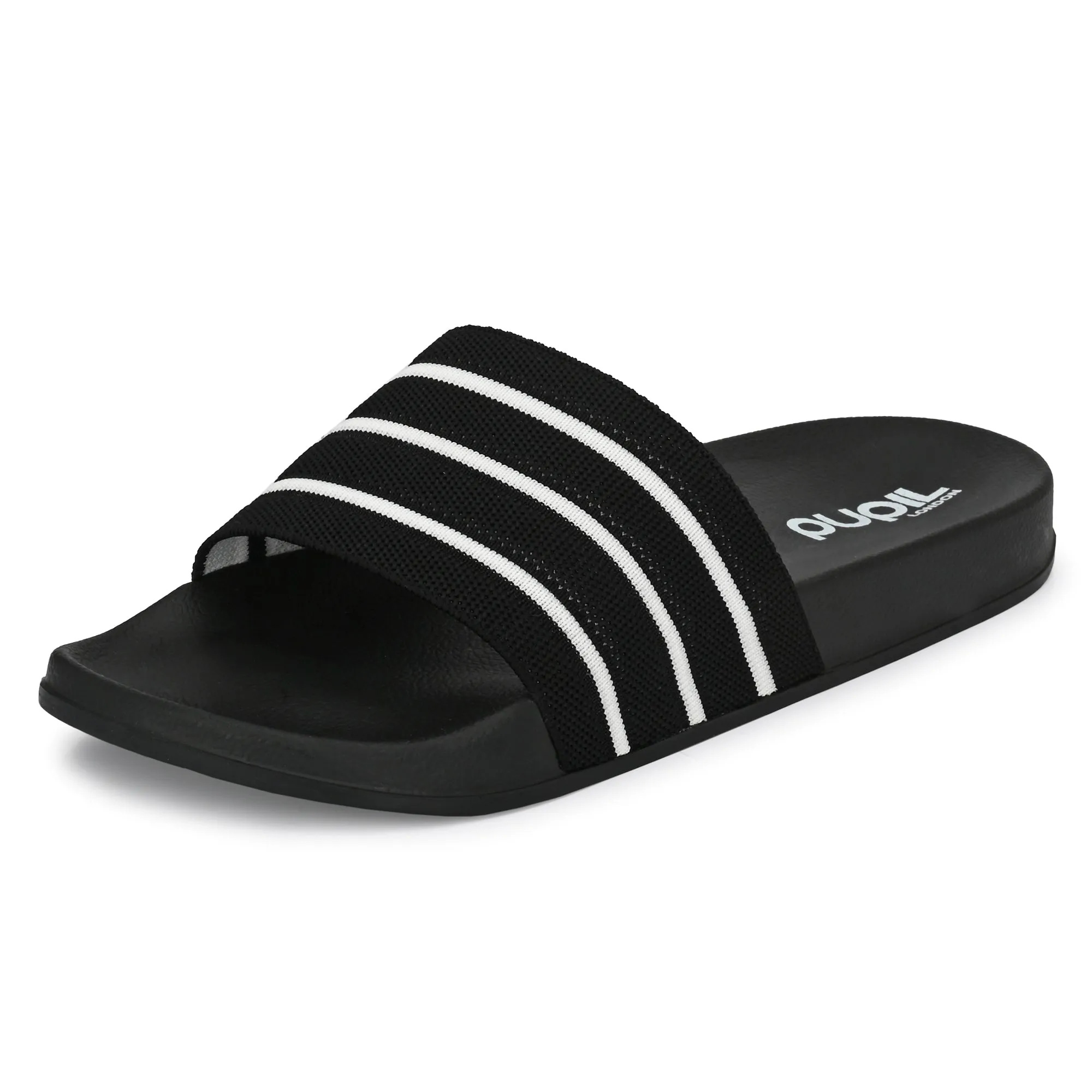 Pupil Men's BEN-5 Pool Slider, Black and White