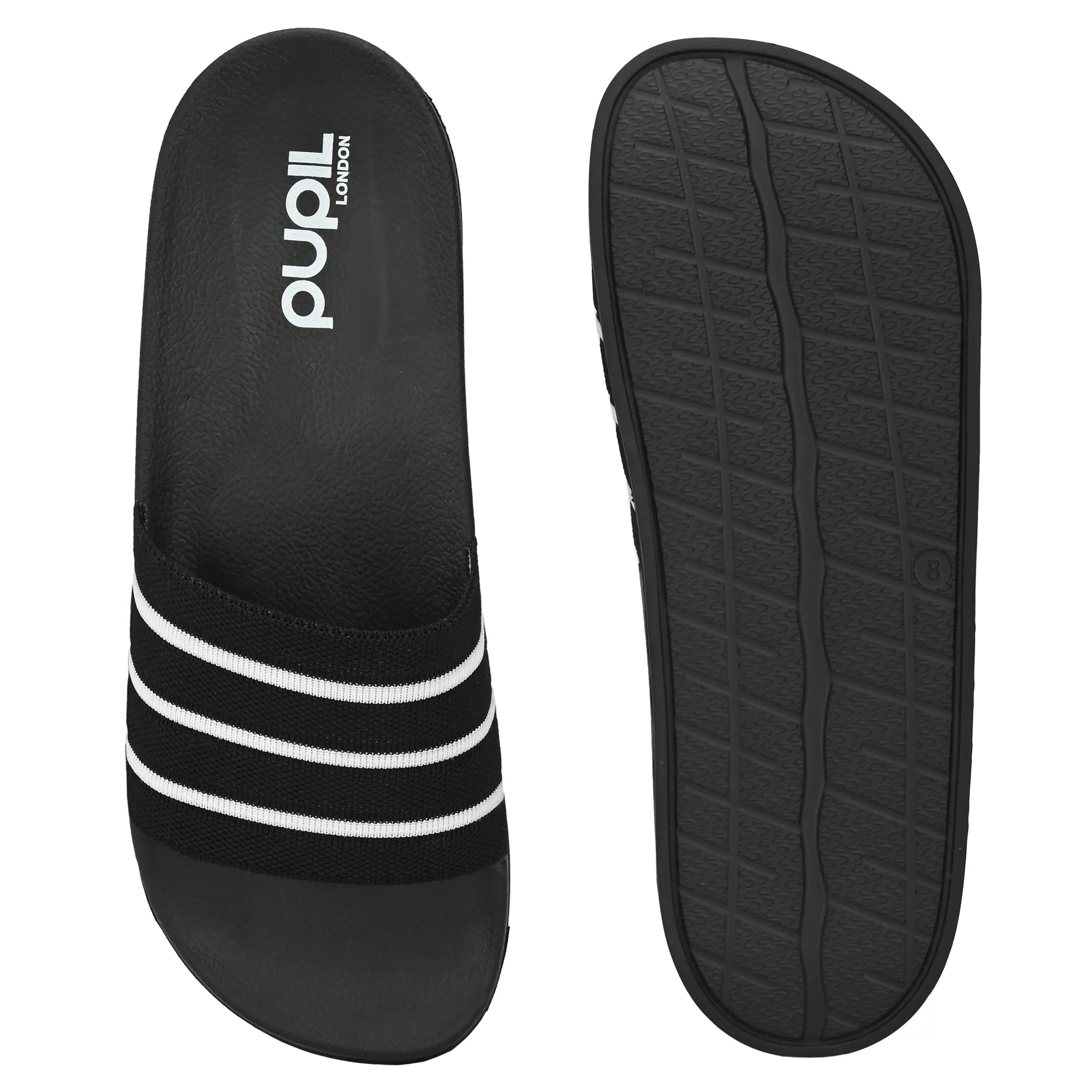 Pupil Men's BEN-5 Pool Slider, Black and White