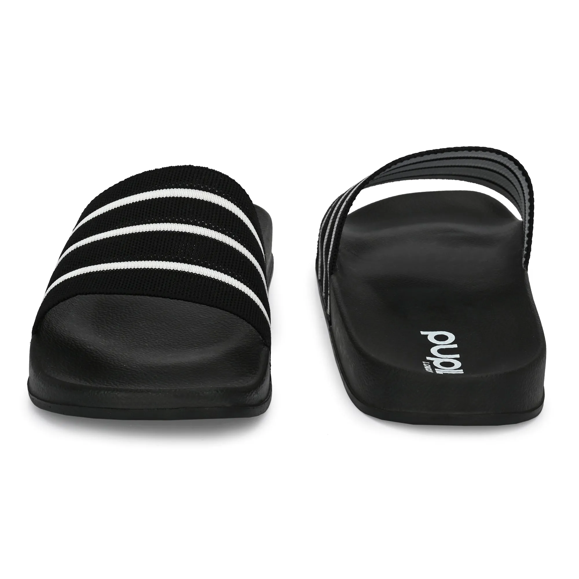 Pupil Men's BEN-5 Pool Slider, Black and White