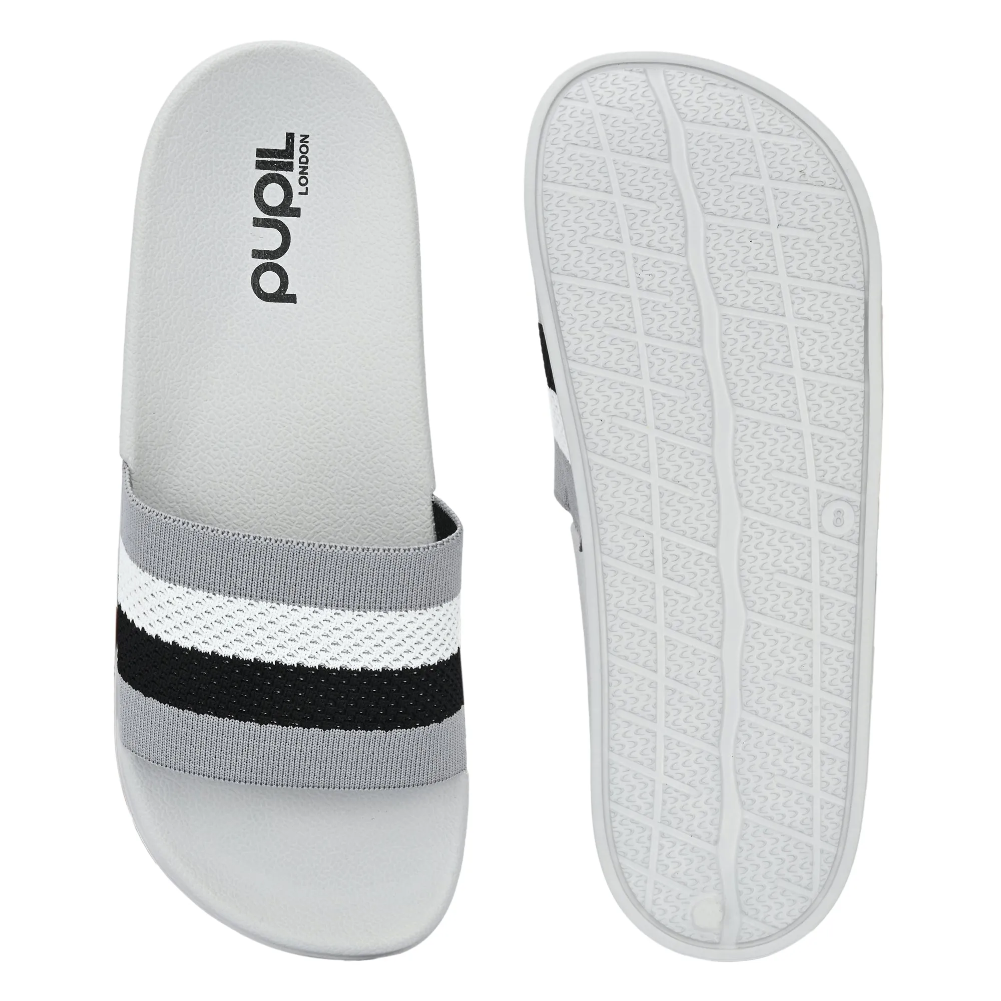 Pupil Men's BEN-6 Pool Slider, L.Grey/White/Black