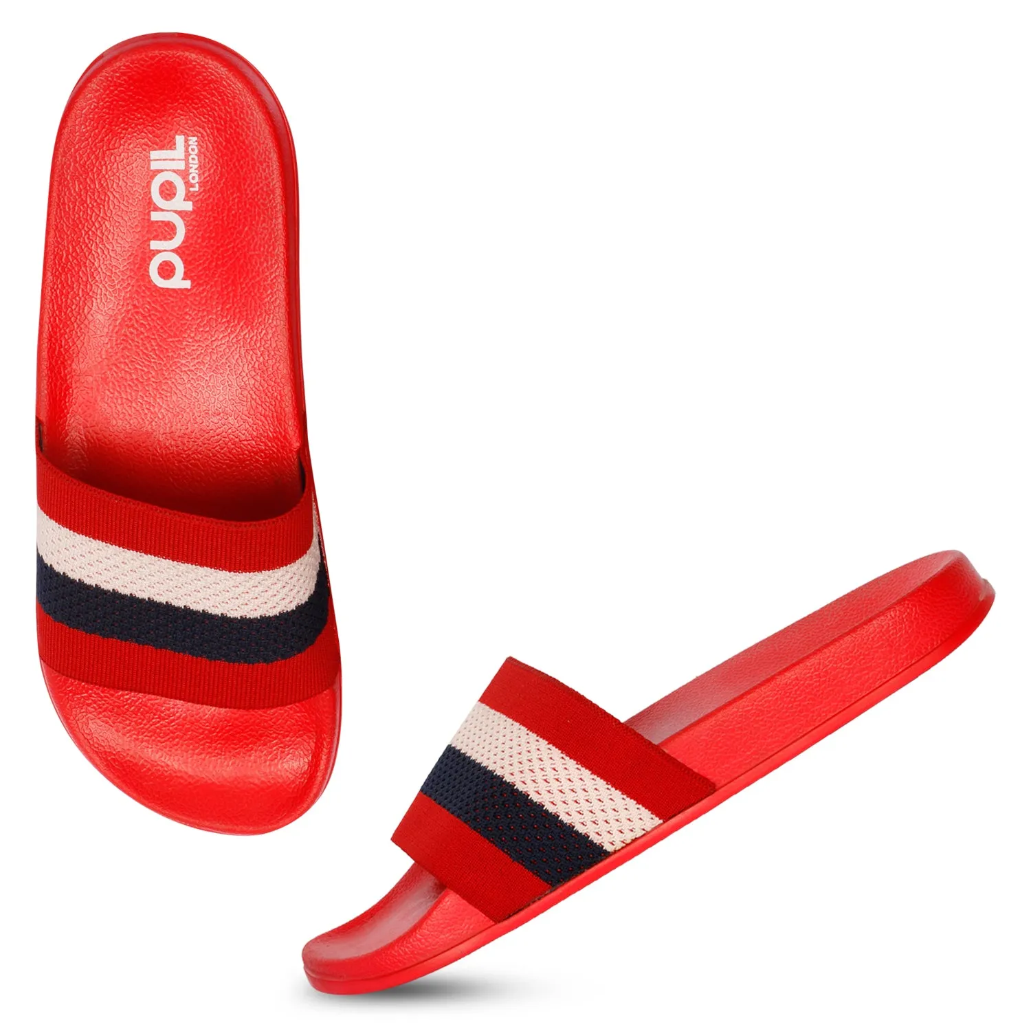 Pupil Men's BEN-6 Pool Slider, Red/White/Navy