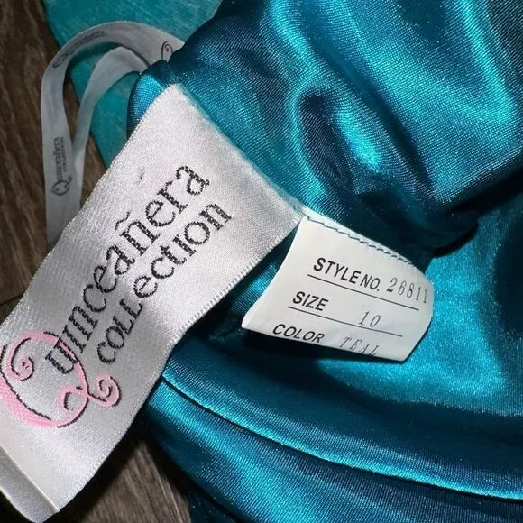 QUINCEANERA collection 7 layer tulle skirt teal rockabilly  sz 10