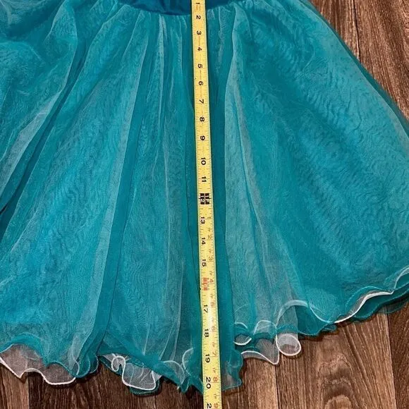 QUINCEANERA collection 7 layer tulle skirt teal rockabilly  sz 10