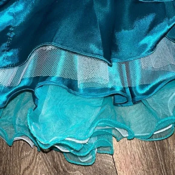 QUINCEANERA collection 7 layer tulle skirt teal rockabilly  sz 10