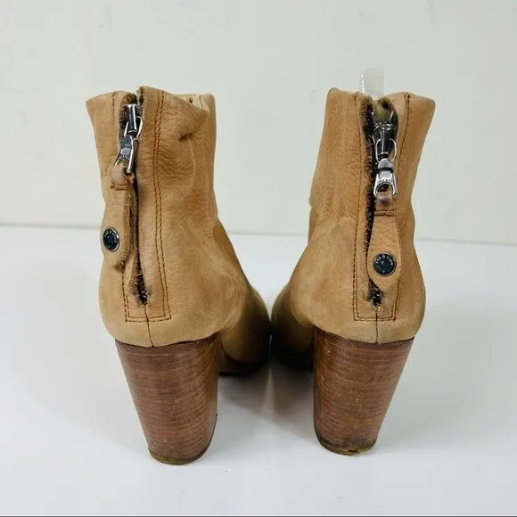 Rag &amp; Bone Camel Classic Newbury Western Stacked Heel Cowboy Boots Booties 37 7