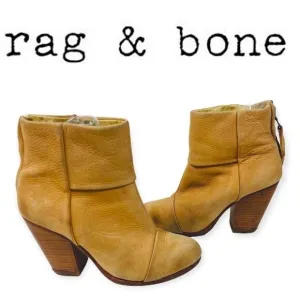 Rag &amp; Bone Camel Classic Newbury Western Stacked Heel Cowboy Boots Booties 37 7