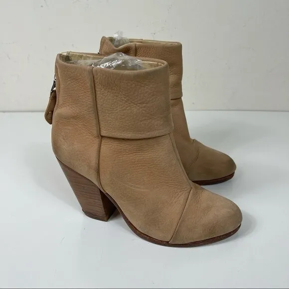 Rag &amp; Bone Camel Classic Newbury Western Stacked Heel Cowboy Boots Booties 37 7