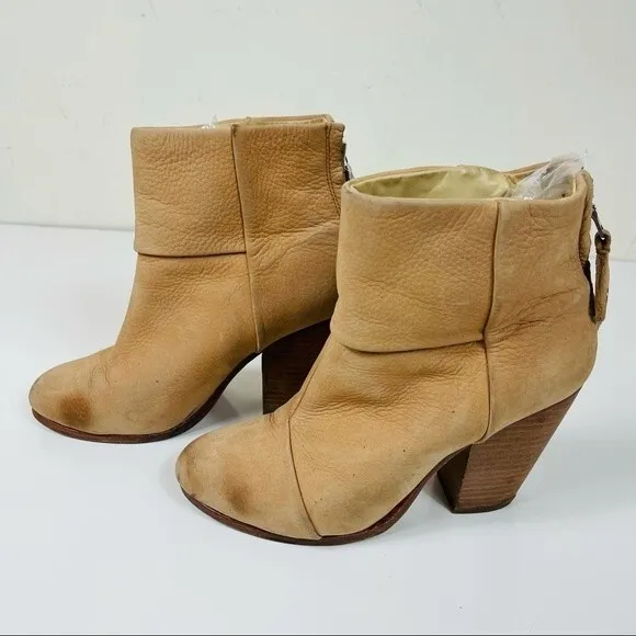 Rag &amp; Bone Camel Classic Newbury Western Stacked Heel Cowboy Boots Booties 37 7