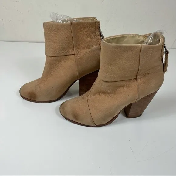 Rag &amp; Bone Camel Classic Newbury Western Stacked Heel Cowboy Boots Booties 37 7