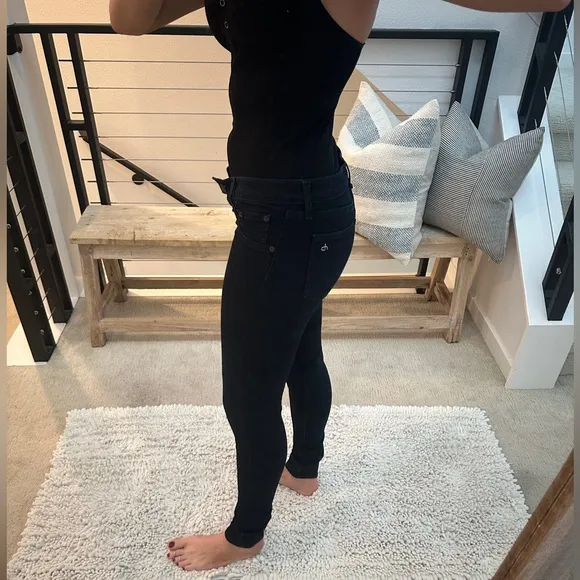 Rag &amp; Bone Jeans dark blue denim pant low rise skinny stretchy classic casual 27