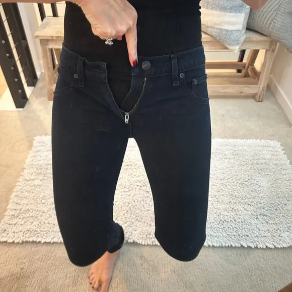 Rag &amp; Bone Jeans dark blue denim pant low rise skinny stretchy classic casual 27