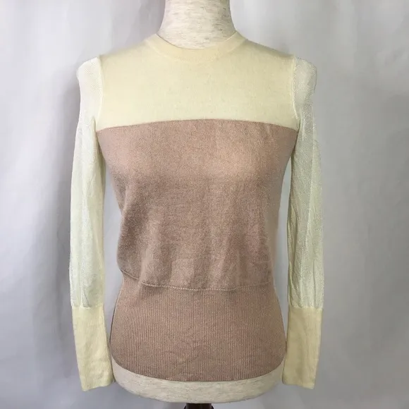 Rag &amp; Bone Sweater Size XS Marissa Color Block Lightweight Soft Pink Cream