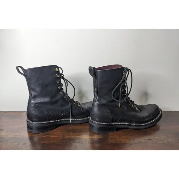 Rag &amp; Bone Woman Black Leather Laces Ankle Fashion Combat Boots Shoes Size 11