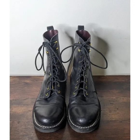 Rag &amp; Bone Woman Black Leather Laces Ankle Fashion Combat Boots Shoes Size 11