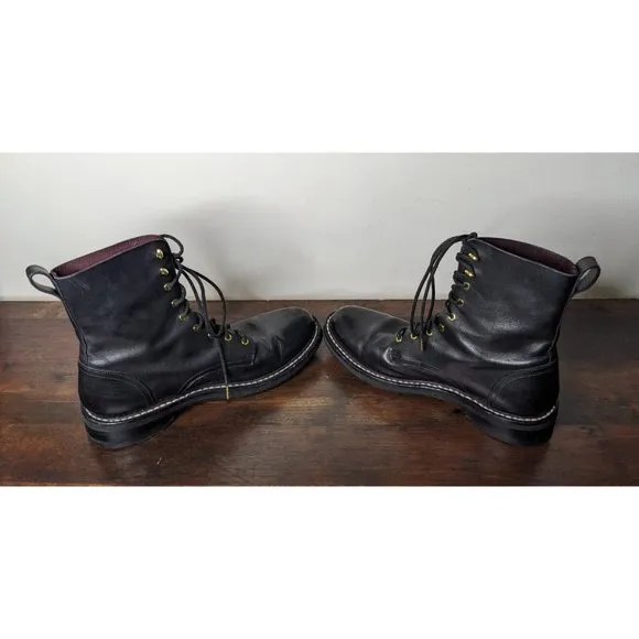 Rag &amp; Bone Woman Black Leather Laces Ankle Fashion Combat Boots Shoes Size 11