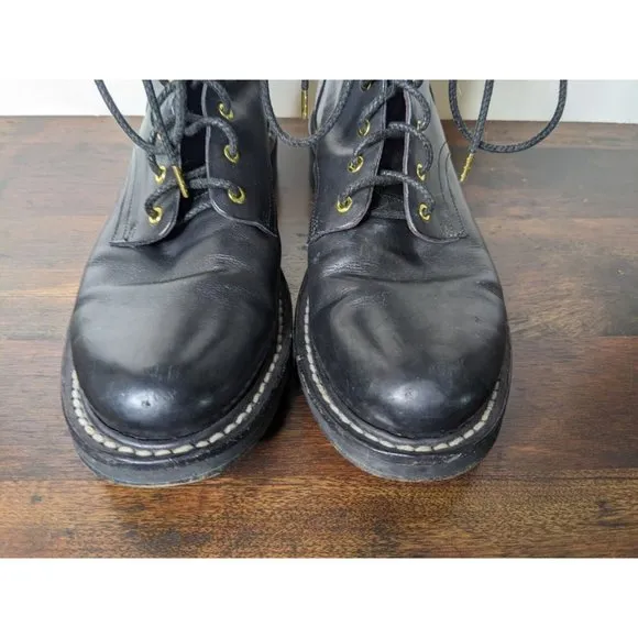 Rag &amp; Bone Woman Black Leather Laces Ankle Fashion Combat Boots Shoes Size 11