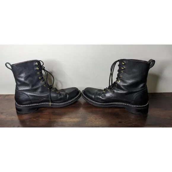 Rag &amp; Bone Woman Black Leather Laces Ankle Fashion Combat Boots Shoes Size 11