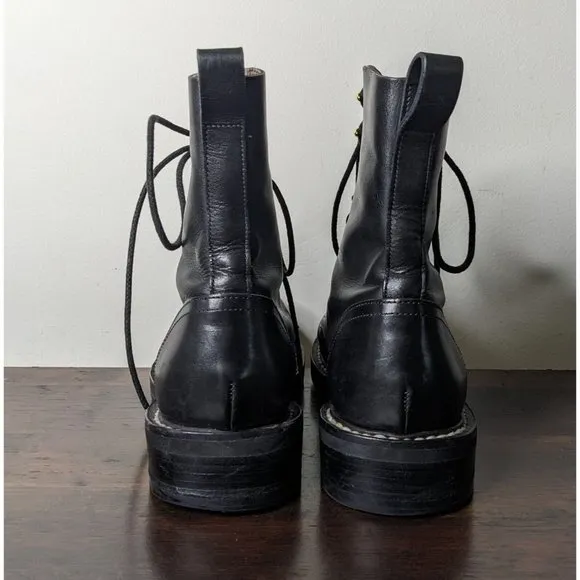 Rag &amp; Bone Woman Black Leather Laces Ankle Fashion Combat Boots Shoes Size 11
