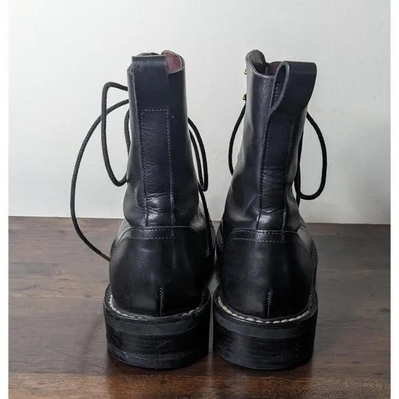 Rag &amp; Bone Woman Black Leather Laces Ankle Fashion Combat Boots Shoes Size 11
