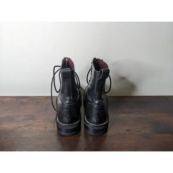 Rag &amp; Bone Woman Black Leather Laces Ankle Fashion Combat Boots Shoes Size 11