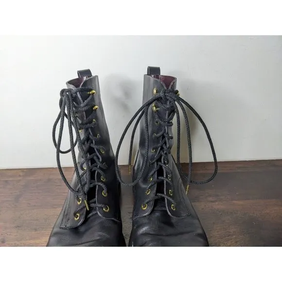 Rag &amp; Bone Woman Black Leather Laces Ankle Fashion Combat Boots Shoes Size 11