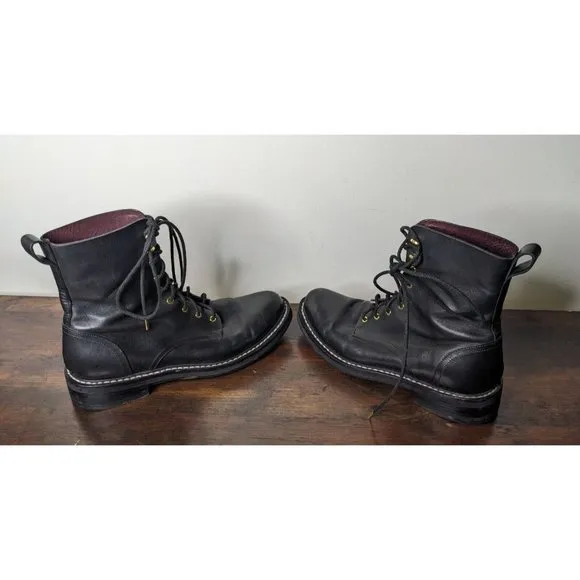 Rag &amp; Bone Woman Black Leather Laces Ankle Fashion Combat Boots Shoes Size 11