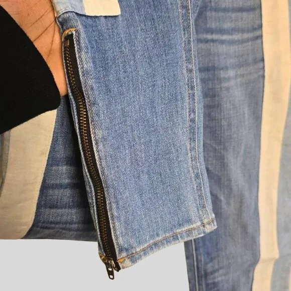 rag &amp; bone Womens 25 Relay Jeans Blue Skinny Ankle Zip Side Stripe Stretch Denim