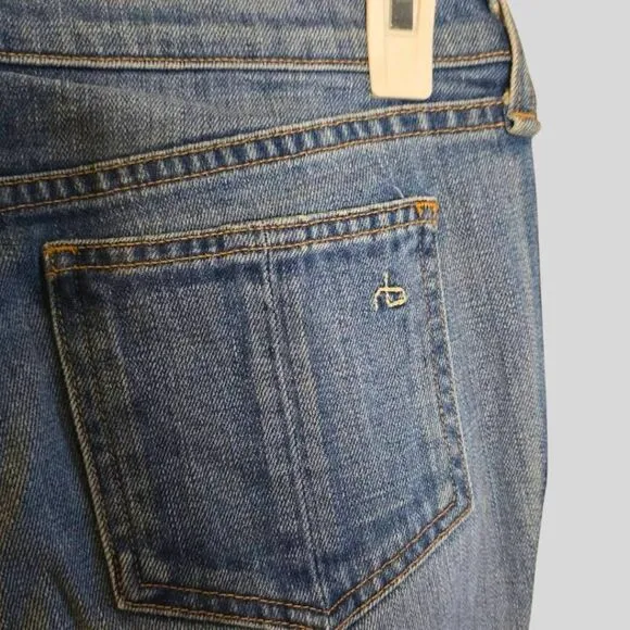 rag &amp; bone Womens 25 Relay Jeans Blue Skinny Ankle Zip Side Stripe Stretch Denim