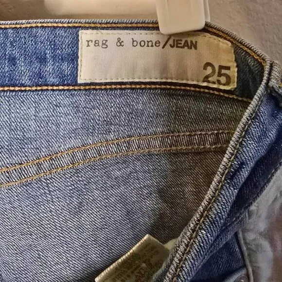 rag &amp; bone Womens 25 Relay Jeans Blue Skinny Ankle Zip Side Stripe Stretch Denim