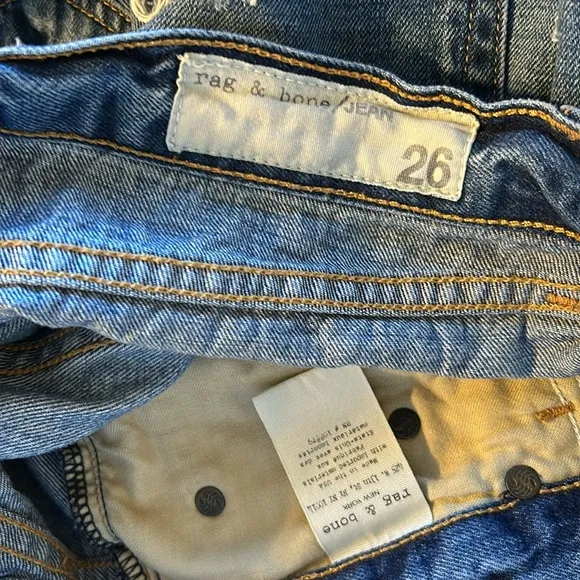 Rag Bone The Boyfriend Distressed Low Rise Denim Shorts Size 26