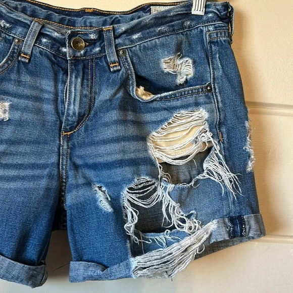 Rag Bone The Boyfriend Distressed Low Rise Denim Shorts Size 26