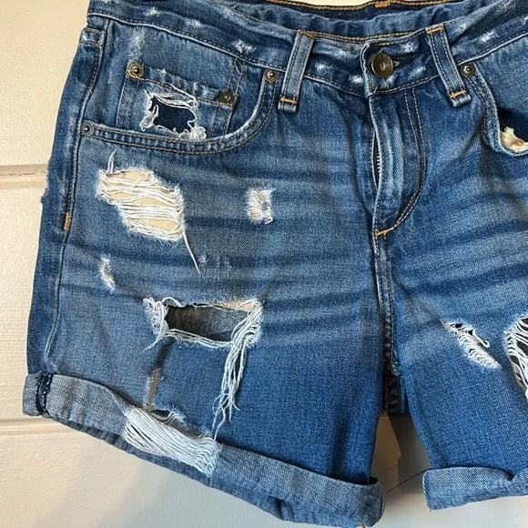 Rag Bone The Boyfriend Distressed Low Rise Denim Shorts Size 26
