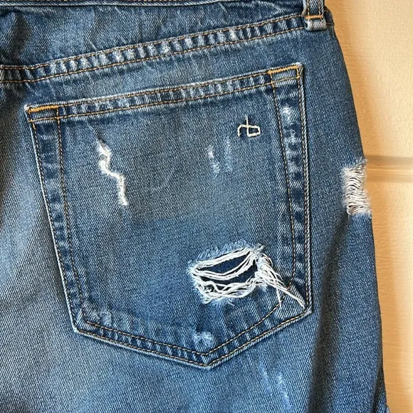 Rag Bone The Boyfriend Distressed Low Rise Denim Shorts Size 26
