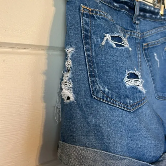 Rag Bone The Boyfriend Distressed Low Rise Denim Shorts Size 26